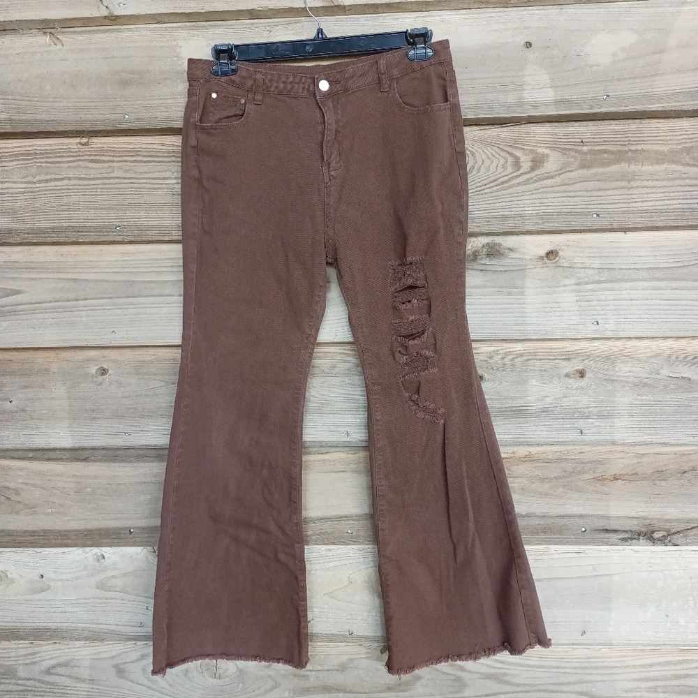 Women's Raw Hem Bell Bottom Jeans